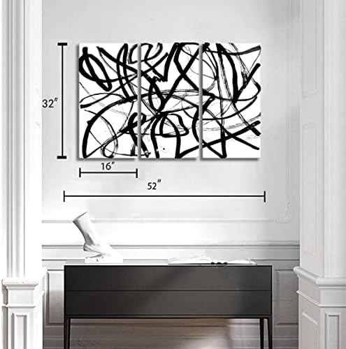 Черно-Бяло Стенно Изкуство - Модерен Абстрактен Платно Голям Размер, Стенно Изкуство за Всекидневната, Печат върху Платно,