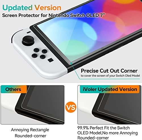 ivoler [4 опаковки] Защитен слой от закалено стъкло, предназначени за Nintendo Switch OLED модел 2021 с [Рамка изравняване]