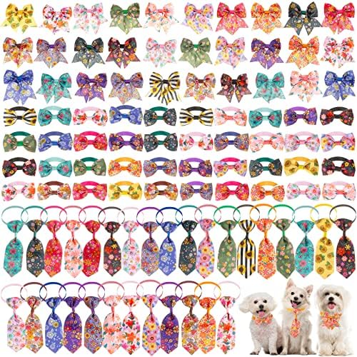 100 Бр., Нашийник с папийонка за кучета, комплектът включва 40 равенство-пеперуди, 30 вратовръзки-пеперуди и 30 греди-пеперуди,