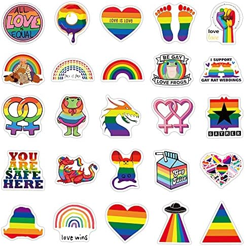 Преливащи се цветове Стикери за гей-Прайда 50 БР ЛГБТ Равни Любов Сърцето Жаби Животни Стикери за Декорация на Бутилка