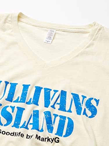 Върховете с принтом Sullivan's Island, Приталенная тениска с V-образно деколте и къс ръкав от Велур