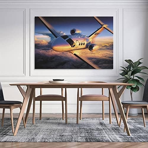 Снимка от самолет, Стенно Изкуство, Самолет на залез слънце, с монтиран на стената художествен Плакат с Изтребител, Платно,