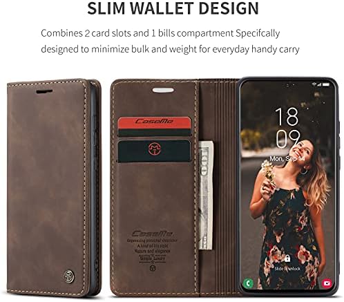 Чанта-портфейл UEEBAI за Samsung Galaxy S21 FE 5G, калъф от изкуствена кожа премиум-клас, Ретро матиран портфейла с панти