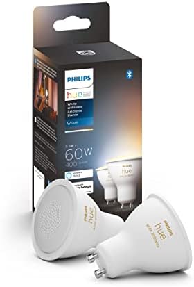Philips Hue White Ambiance (от топло бяло до студена бяла светлина) Led интелигентна лампа GU10, съвместима с Bluetooth