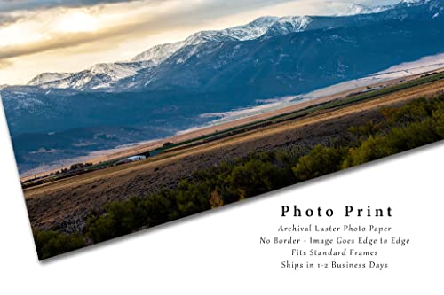 Западна фотография, Принт (без рамка), Изображението на Заснежените планини късно сутринта в Монтана, Скалистите планини,