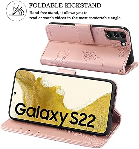 Чанта-портфейл kazineer от естествена кожа, калъф за телефон Samsung Galaxy S22 5G, с отделения за карти с блокиране