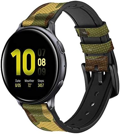 CA0183 Камуфляжный Кожен и силиконов ремък за умни часовници с камуфляжным модел за Samsung Galaxy Watch, Watch3 Active, Active2, Gear Sport, Gear S2 Класически размери (20 mm)