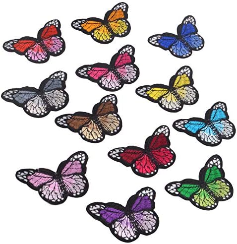 12 Броя Ленти с пеперуда, Пришитая Нашивка, Бродирана Апликация, Ленти за Поли, Дънки, Жилетки, Шапки, 12 Цвята, 3 x