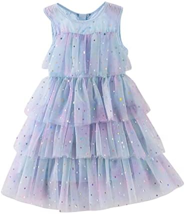 KAGAYD/Вечерна рокля за момичета, без ръкави за малки момиченца с Пайети и Накъдрен, Тюлевое Рокля на Принцеса, Рокля