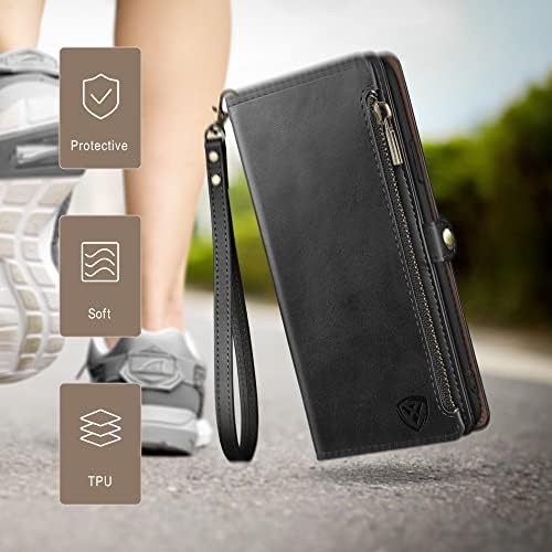 XcaseBar за Samsung Galaxy A03S Чанта-портфейл с цип 【Заключване RFID】 Титуляр за кредитни карти, флип-за награда-книга