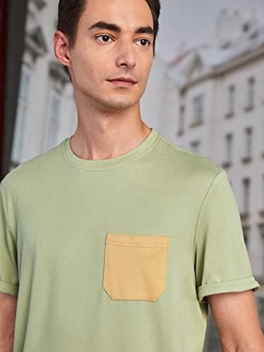 Мъжко облекло от две части NIBHZ, Тениска и шорти с цветен джоб, заплатками и намаляване на дъното (Цвят: многоцветен, Размер: X-Large)
