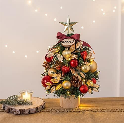 Aetygh 18-Инчовата Дъска Коледна елха, Изкуствена Мини-Коледна елха с led светлини и Декорации, Подходящи както за Коледна