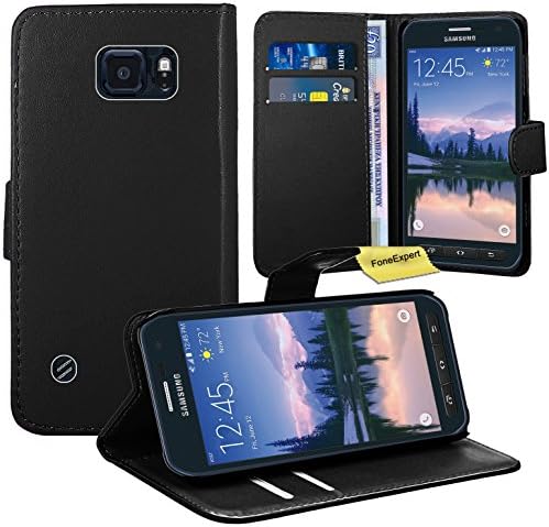 Foneexpert Samsung Galaxy S6 Active Case, Премиум Кожен Калъф-Книжка със Сгъваща се Стойка за Samsung Galaxy S6 Active