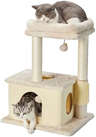 MECOOL Cat Tree, Когтеточки с люлките на малките-Кули за котки Акт и Играчки с Надвесен Топки, Масажна четка 5в1 Многофункционална
