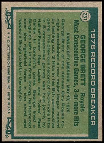 1977 Рекорд Topps 231 Джордж Брет Канзас Сити Роялз (Бейзболна картичка) БИВШ Роялз