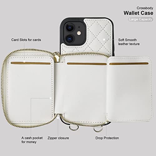 Чанта-портфейл Bocasal по рамото за iPhone 12/12 Pro, RFID-Принудителна Bag-Чанта от изкуствена кожа с цип, флип-надолу