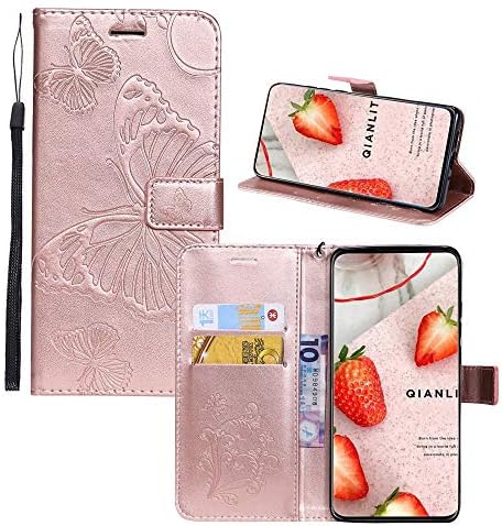 Чанта-портфейл IVY S20 FE с пеперуда за Samsung Galaxy S20 FE 5G - розово злато