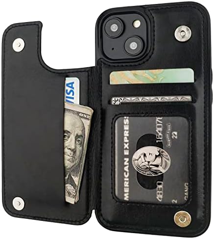 ONETOP е Съвместим с iPhone 14, чанта-портфейл с държач за карти, калъф-поставка от изкуствена кожа с отделения за карти,