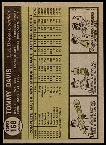 1961 Topps 168 Томи Дейвис Лос Анджелис Доджърс (Бейзбол карта) VG/БИВШ Доджърс