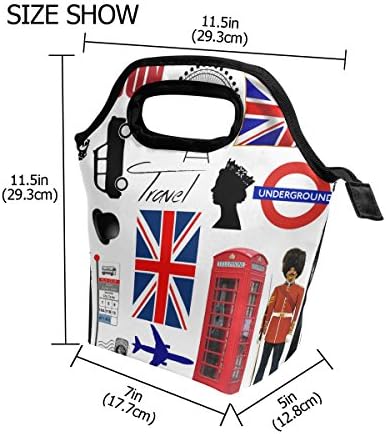 HEOEH Страхотно Лондон Флаг на Великобритания Париж Чанта за Обяд Чанта-Хладилник Изолирани Обяд-Апарати с Цип Чанта за Улицата Училище Офис
