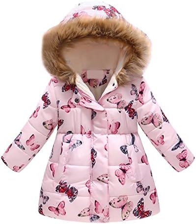 AnFeng/ Зимата на Топло яке с флорални принтом за малки момичета и момчета, Ветрозащитное Палто с качулка, Дрехи за малките