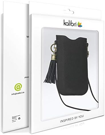 Универсален Кожен държач за телефон kalibri (6,1 инча) - Калъф-стойка за смартфон от естествена кожа с подвижна шейным