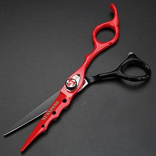 XUANFENG червени Еластични Спирални ножици за коса, подходящ за семейство или фризьорски салон, 6-инчов Професионални