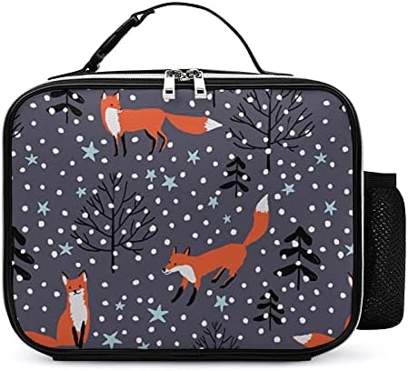 Чанта за Обяд Red Foxes Подвижна Кожена Кутия С Дръжка За Приготвяне на Храна Титуляр за многократна употреба Чанти За