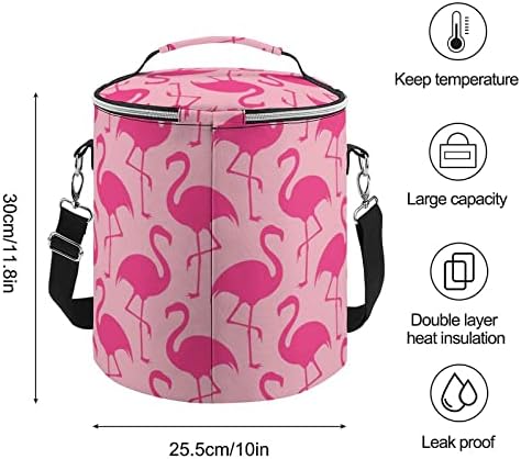 Розово Фламинго Изолирано Чанта за Преносим Кутия за Лед Охладител Наплечный Пакет На Мълния Около Кофи за Пазаруване
