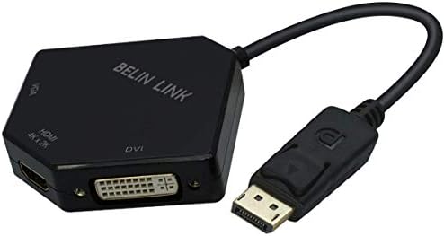 Адаптер DP-HDMI VGA DVI Displayport-HDMI 4K Адаптер 3 в 1 Порт на дисплея-HDMI Конвертор VGA DVI мъж към Жена Позлатени (с форма на диамант)... (Ромбовидная форма)
