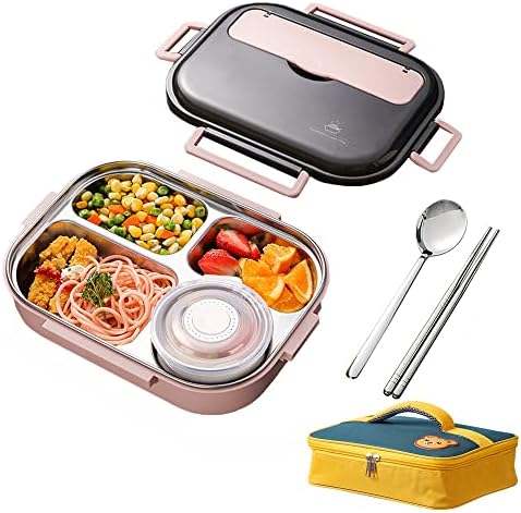 Обяд-апарати GYYGRY Bento Box за възрастни С Изолирани пакет и прибори за хранене от Неръждаема Стомана, капацитет 1500
