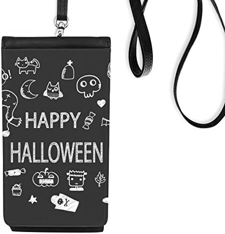 Честит Страх От Духа На Хелоуин Телефон В Чантата Си Портфейл Окачен Мобилен Калъф Черен Джоба