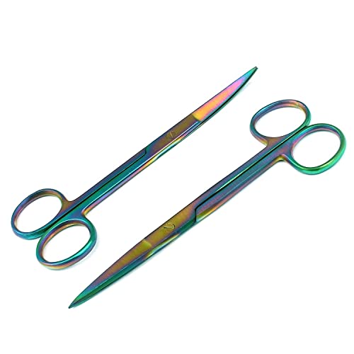 LAJA ВНАСЯ Комплект от 2-те Многоцветни Светещи Работни ножица Sharp /Sharp 5,5 от преки и извити неръждаема стомана
