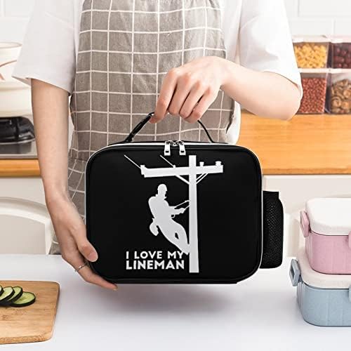 I Love My Lineman Мъкна Подвижна Пакет за Храна Изолирано Чанта Luch Кутия за Пътуване на Училищното Пикник