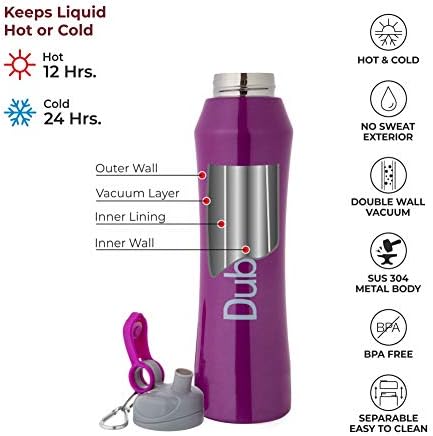 Dubblin Модерно Висококачествено бутилка за вода с Двойни стени от Неръждаема стомана, не Съдържа BPA, Спортна Термос-колба