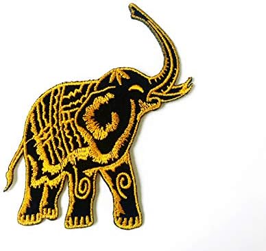 Черно-Жълта Емблема на TH Elephant Реколта Ленти с Логото на Животните в Дивата Природа, Дойде Желязо, Бродирана Апликация,