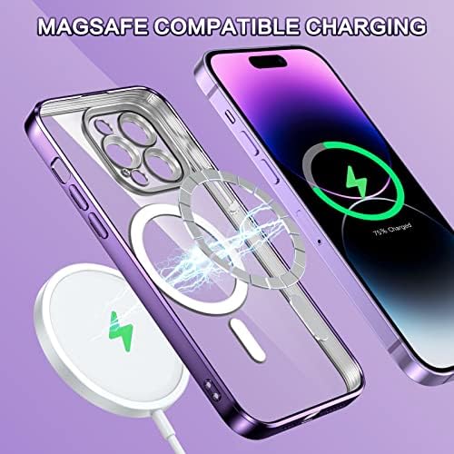Магнитен калъф DUEDUE за iPhone 14 Pro Max [Съвместим с Magsafe], Прозрачен Защитен калъф за цялото тяло, Тънък TPU Прозрачен
