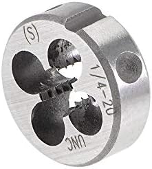 uxcell Метчик 1/4-20 UNC и набор от клишета, Машинен Метчик HSS с кръгла глава за резби, Дясна Ръка