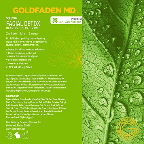 GOLDFADEN MD Детокс-маска за лице | Осветляющая маска за лице с оксидом цинк, сяра, салицилова киселина и грейпфрут |