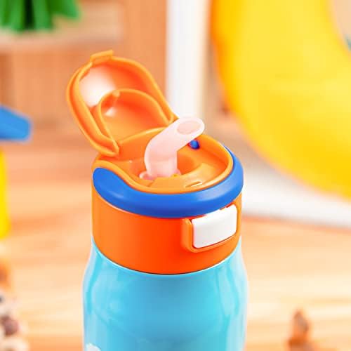 Бебешко шише за вода Zak Designs Blippi за училище или за пътуване, 13,5 грама, Здрава, от Неръждаема стомана с вакуумна